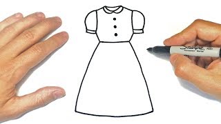 How to draw a Dress Step by Step | Woman Dress Drawing Lesson Resimi