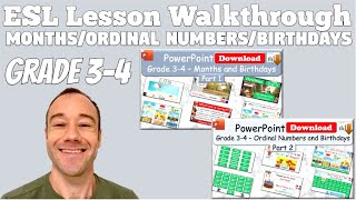 Grade 3-4 ESL PowerPoint Lessons | Months, Birthdays & Ordinal Numbers | Walkthrough & Demo