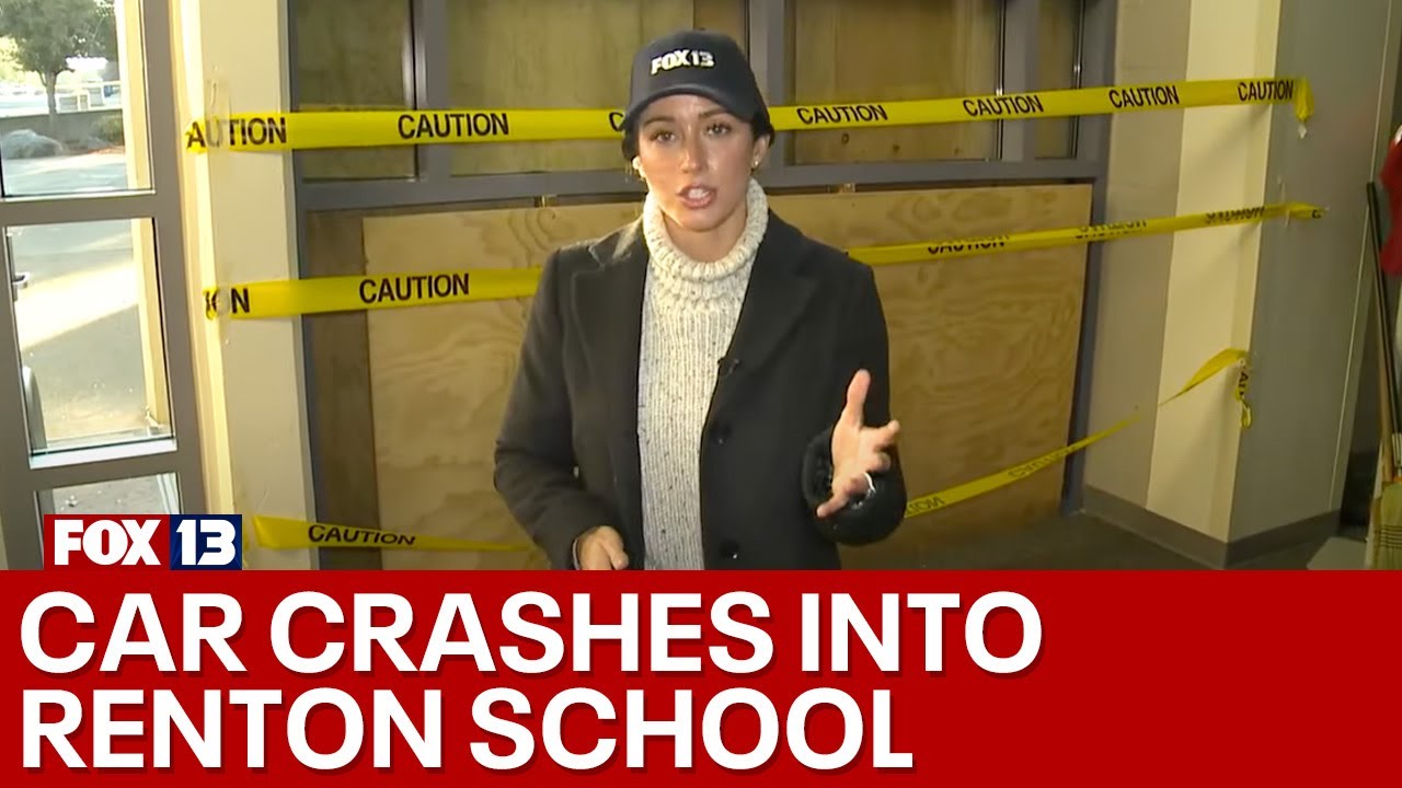 Car crashes into Hazen High School in Renton; school closed Thursday