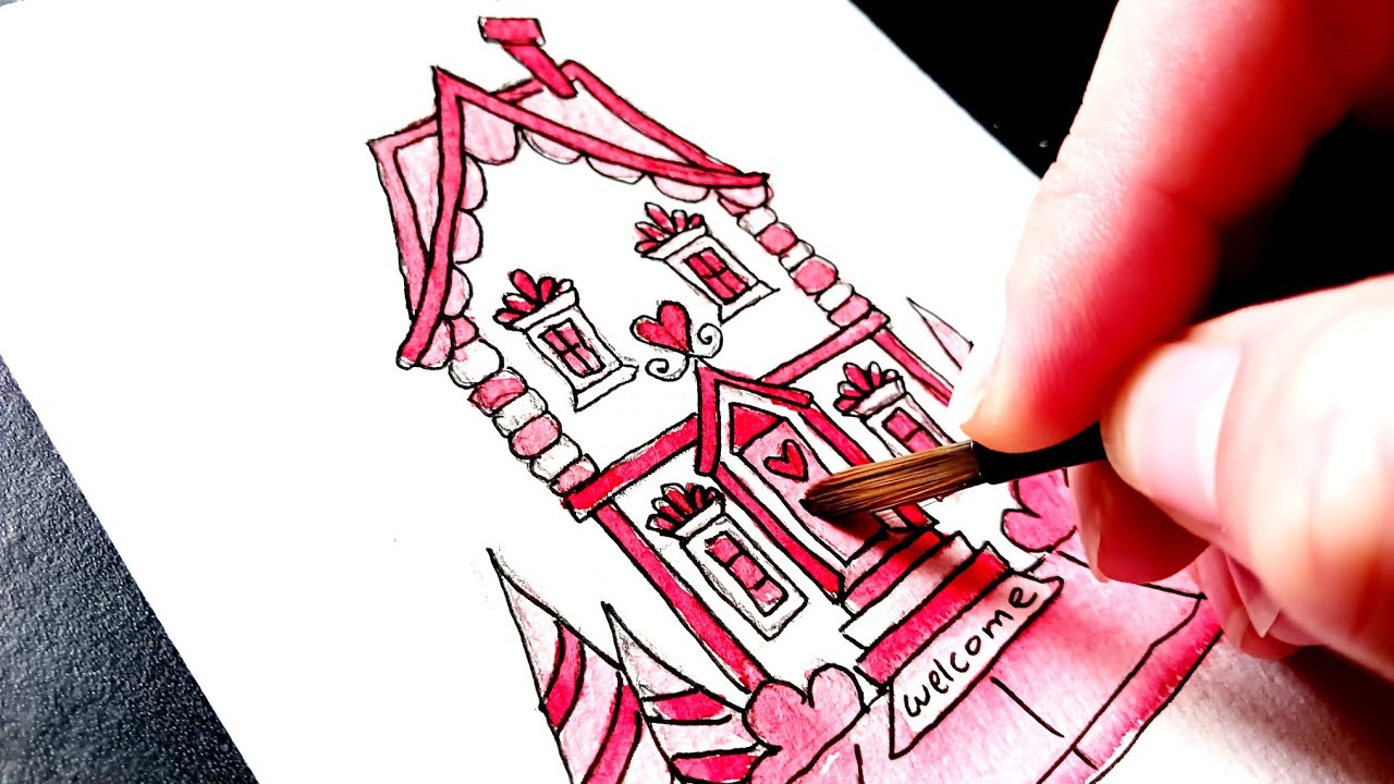 Candy-Striped House | Step-by-Step Watercolor Tutorial - YouTube