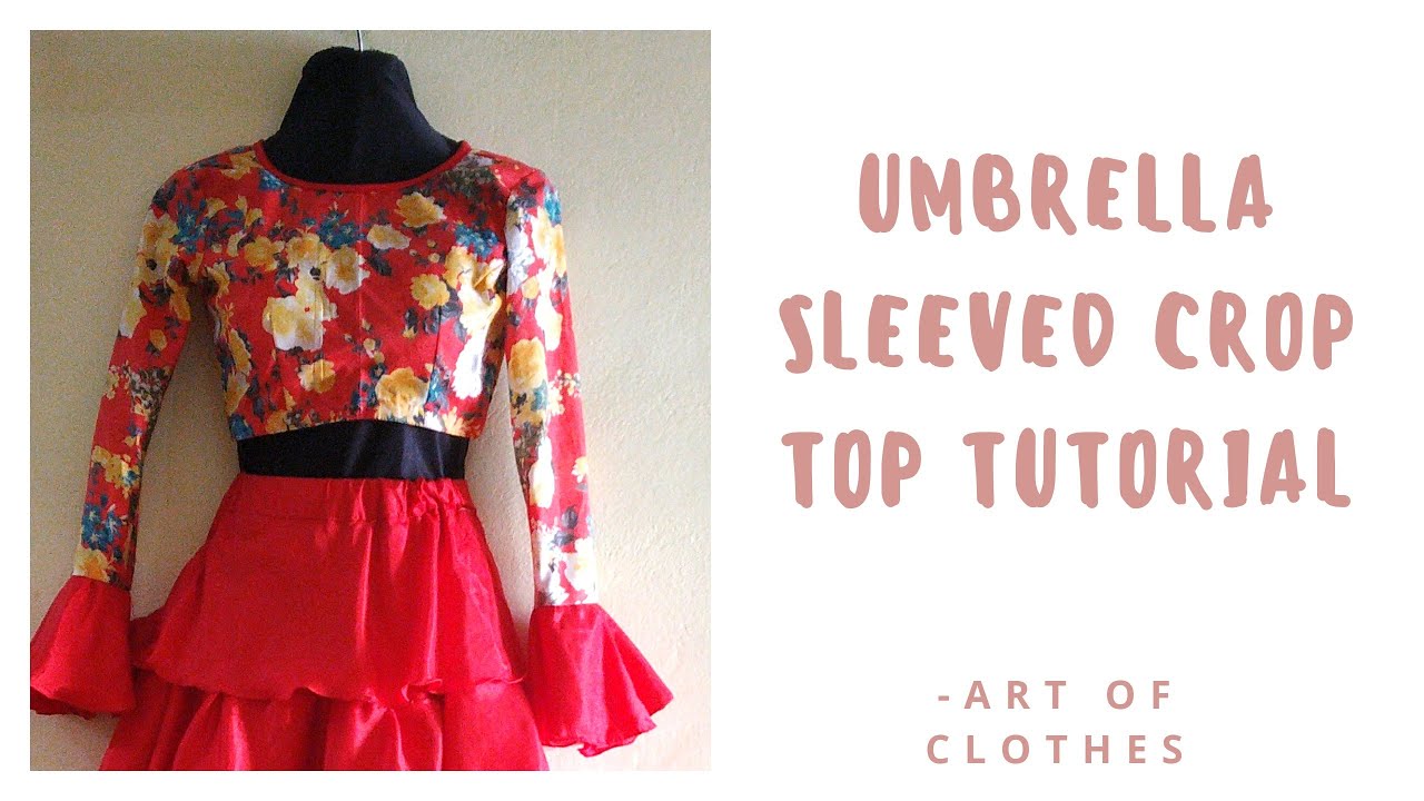 Making a designer Crop Top with umbrella sleeves for a Frilled lhenga