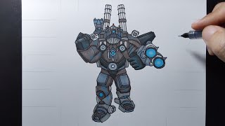 how to draw new super upgraded titan cameraman