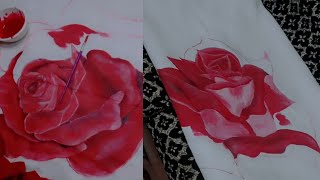 Easy Fabric Paint a Red rose bedsheet  - Painting a Day #2