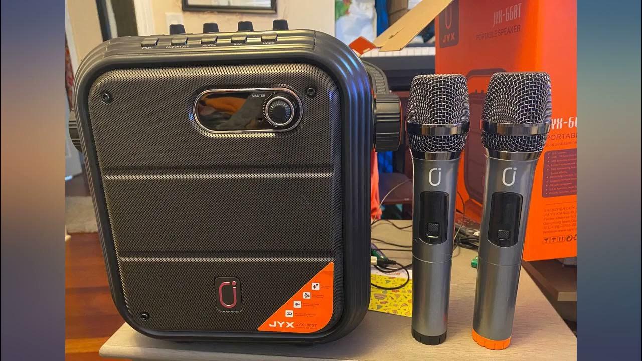 JYX Karaoke Machine with Two Wireless Microphones, Portable