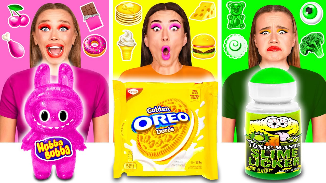 24 Часа Едим Еду Одного Цвета Челлендж | Смешные Кулинарные Войны от BaRaDa Challenge