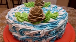 Рецепт НОВОГОДНЕГО торта МАНДАРИНОВЫЙ торт Украшаем торт белково заварным кремом Cake decoration