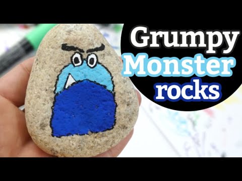 Grumpy MONSTER ROCKS || How to Paint Monsters Step by Step for BEGINNERS || Rock Painting 101
