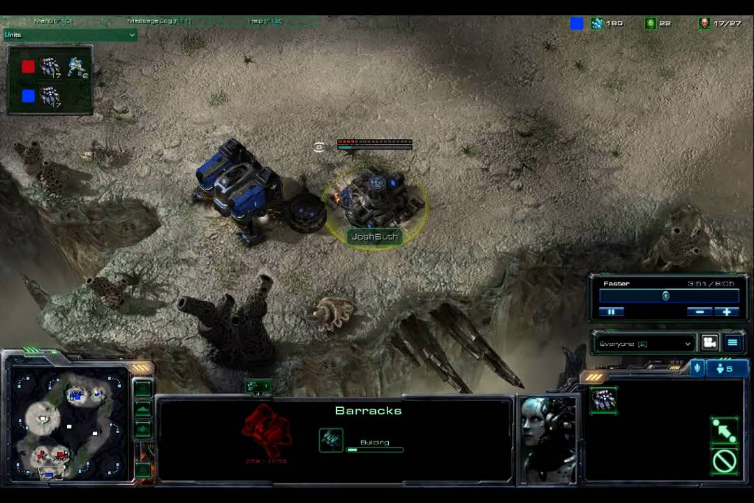 Starcraft 2 Beta - 1v1 Commentary CauthonLuck(T) vs. JoshSuth(T) Desert Oasis (#4)