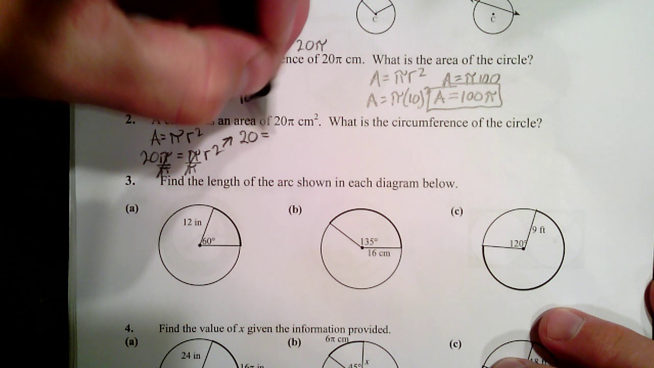 Circular Reasoning 1,2 (Circumference given the area and vice versa ...