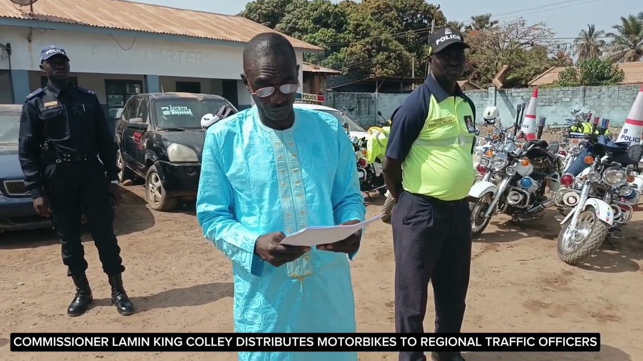 Commissioner Lamin King Colley Distributes motorbikes to Regional Traffic units