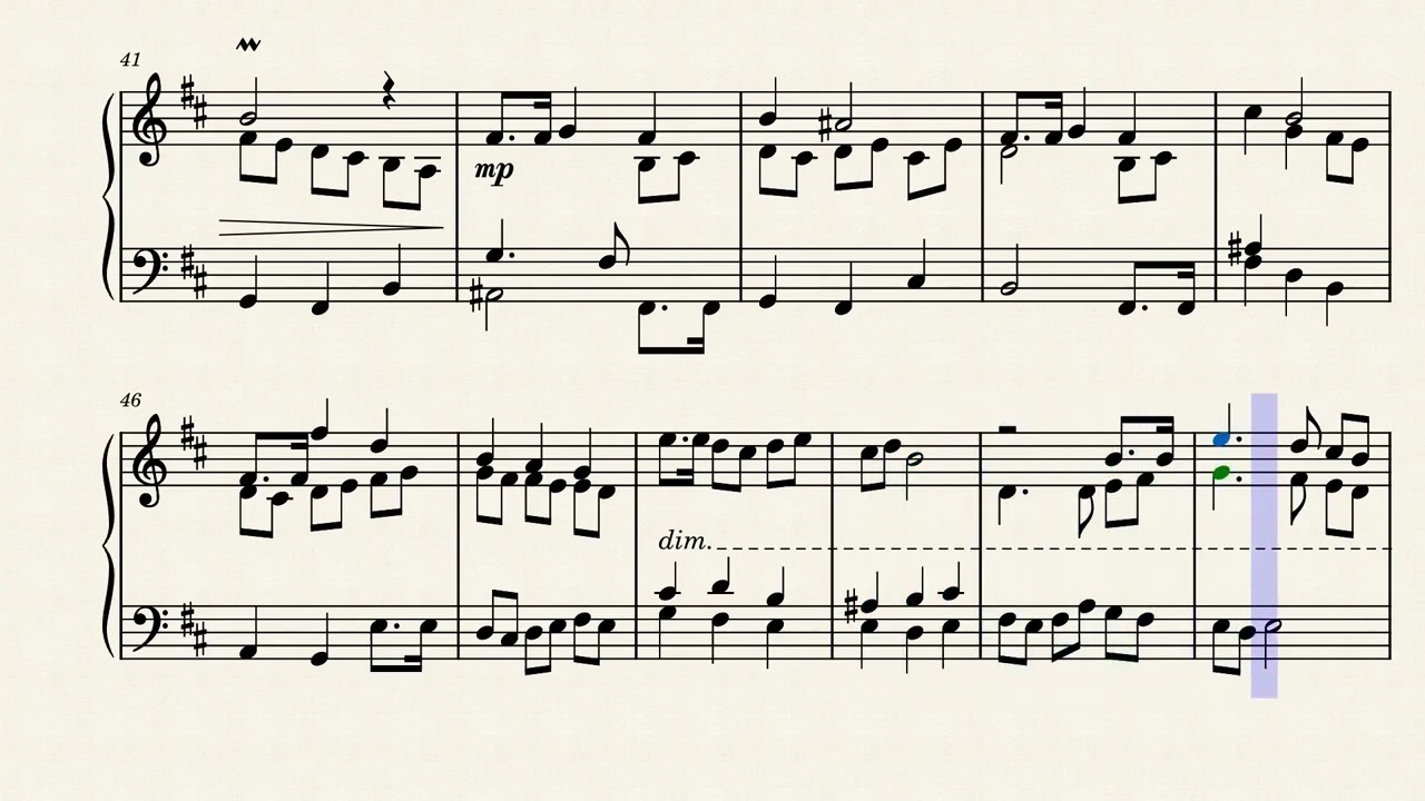 Happy Birthday Fugue - C. Huang (Score Video)