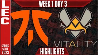 FNC vs VIT Highlights | LEC Spring 2023 W1D3 | Fnatic vs Team Vitality