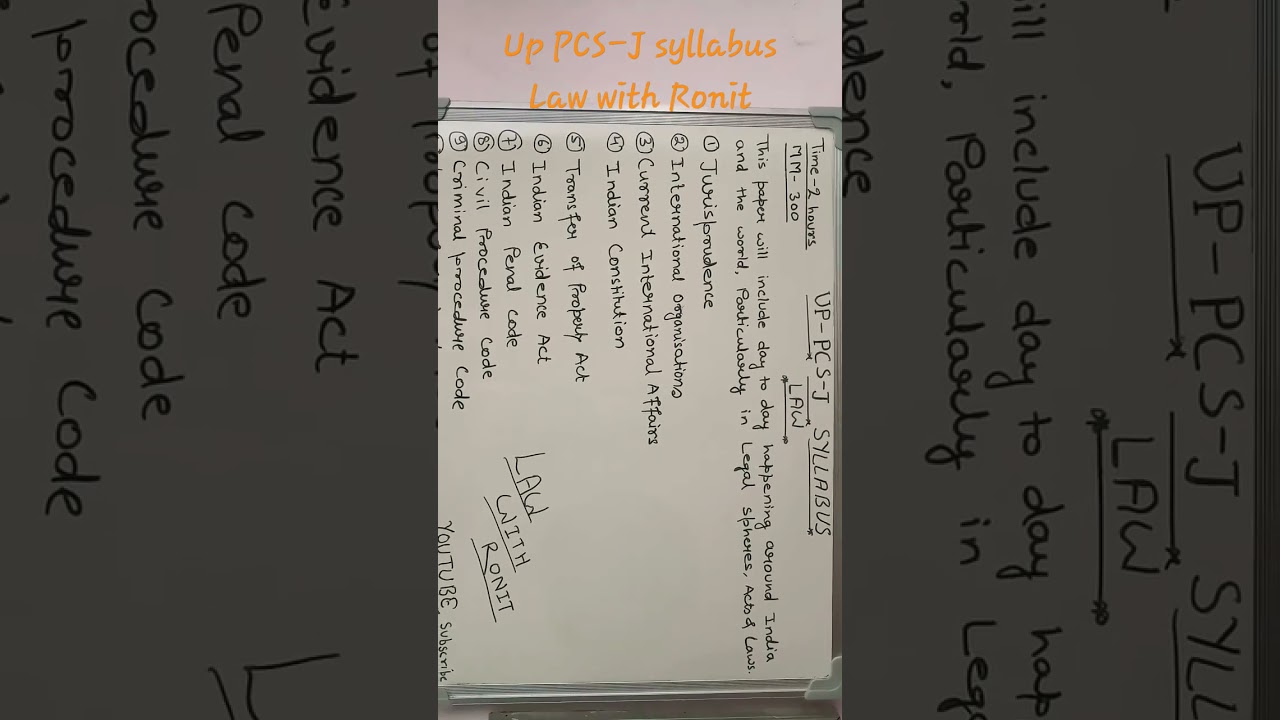 Up PCS-J syllabus SUBJECT LAW 
