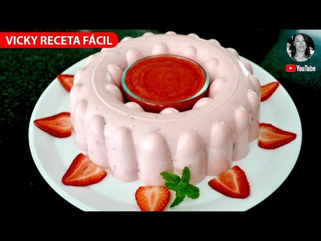 GELATINA DE YOGURT DE FRESA | #VickyRecetaFacil | VICKY RECETA FACIL