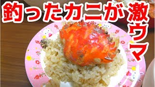 堤防で釣ったカニを贅沢絶品料理に！！