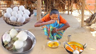 EGG Curry with BRINJAL cooking and eating by our santali tribe grandma || egg recipe