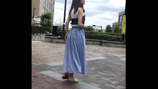 ギンガムチェックフレアロングスカート