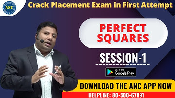 🛑LIVE | Perfect Squares 1 | Placement | ANIL NAIR | Download ANC App | Shortcuts, Concepts, Tricks