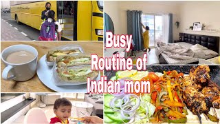 Fullday Busy Morning to evening routine of Indian mom with school going kid and baby