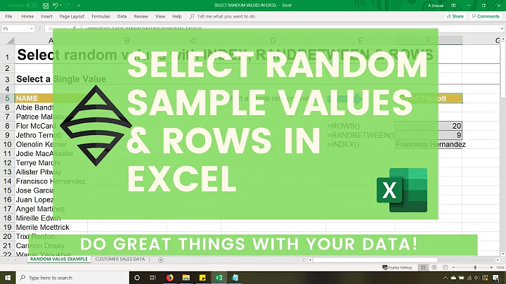 Select Random Sample Values and Rows using Excel