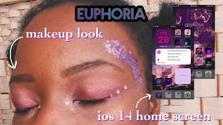 what’s on my iphone: euphoria themed ios 14 home screen 🔮✨ & a euphoria inspired makeup look! screenshot 2