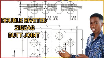 How to draw a double riveted double strap zigzag butt joint.  - Engineering drawing -Rivets.
