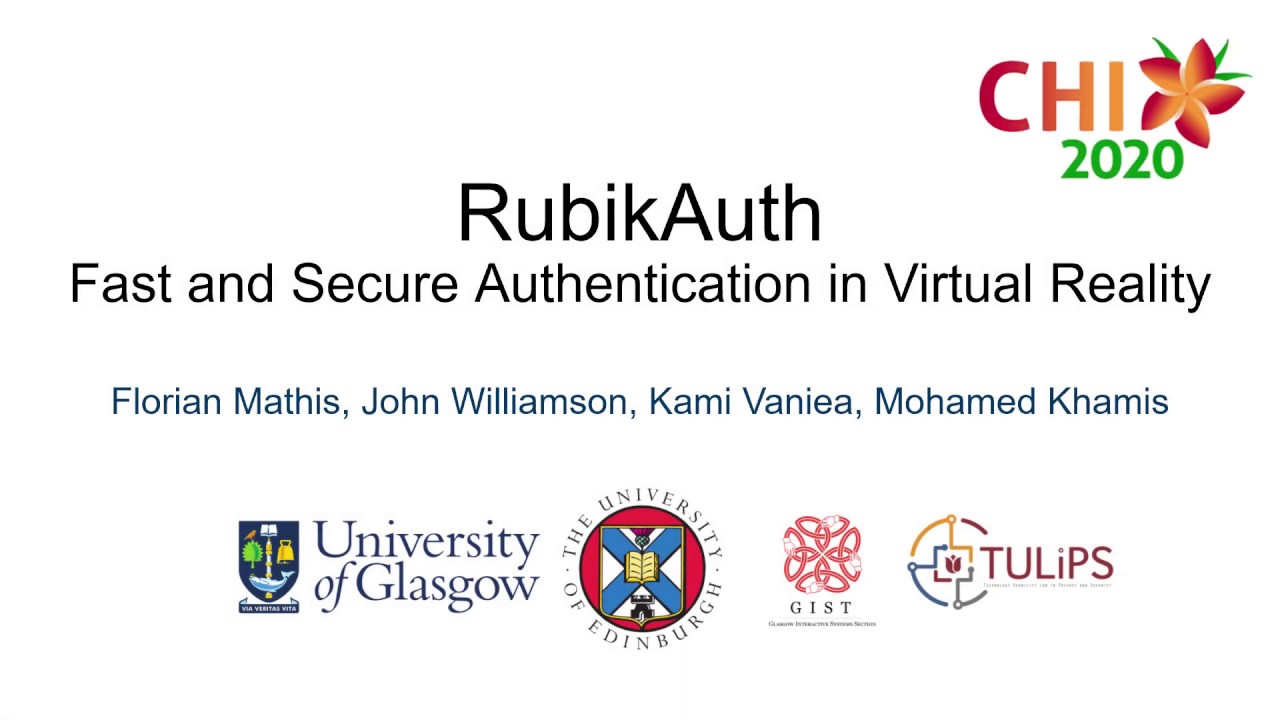 ACM CHI 2020 LBW RubikAuth Fast and Secure Authentication in Virtual