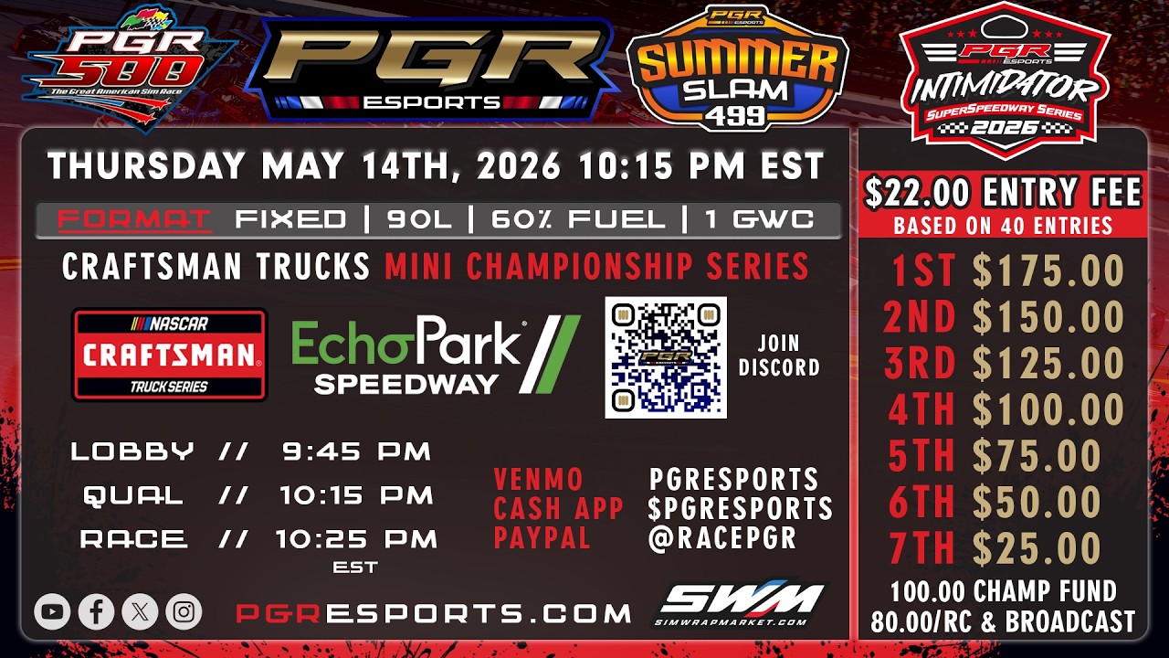 PGR eSports | Intimidator Superspeedway Series | EchoPark Speedway | 5/14/26