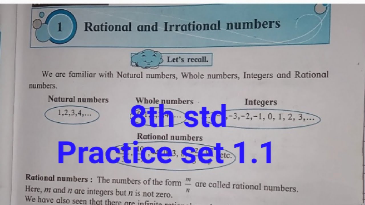 8th std practice set 1.1 Rational and irrational numbers solution ...