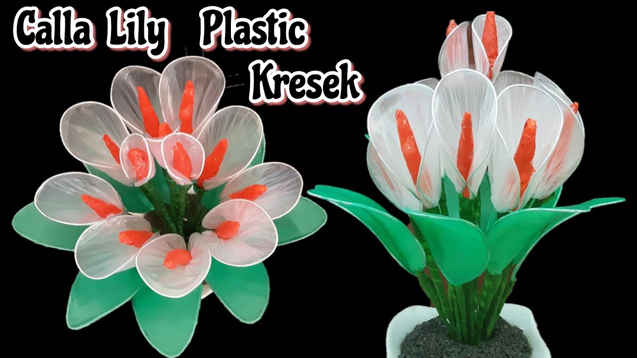  Kerajinan  bunga  Calla lily  dari  plastik  kresek bekas DIY 