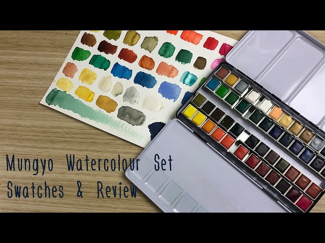 Mungyo watercolor 24 color paint set review and swatches 