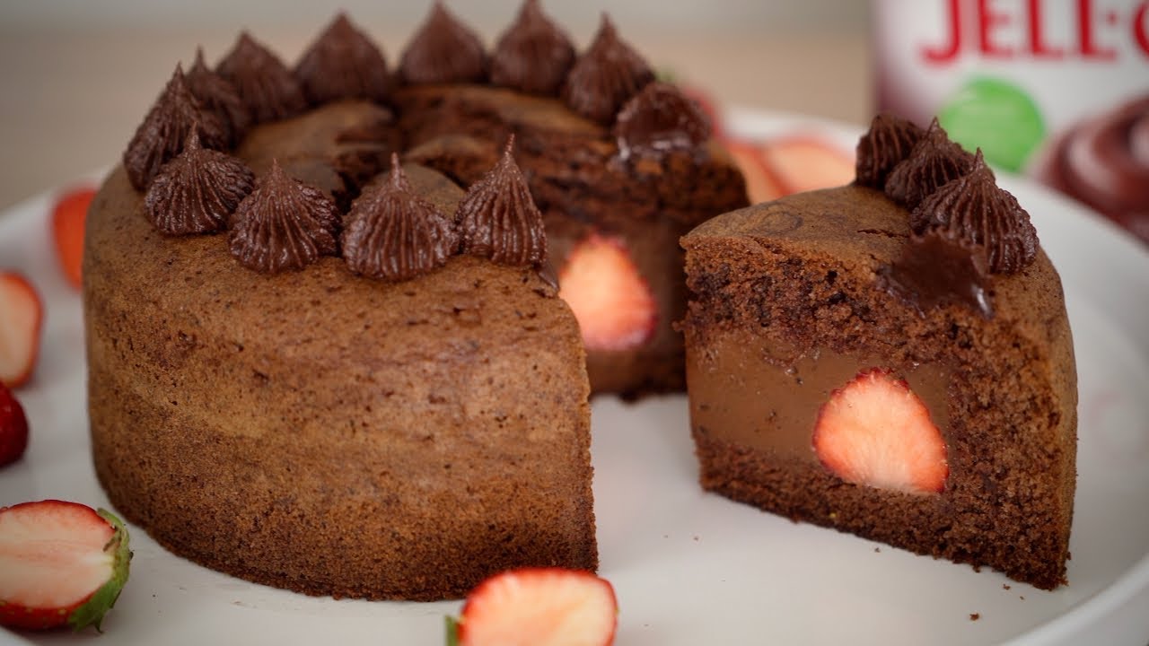 JELLO Chocolate Instant Pudding Strawberry Cake ジェローチョコレートイチゴケーキ YouTube