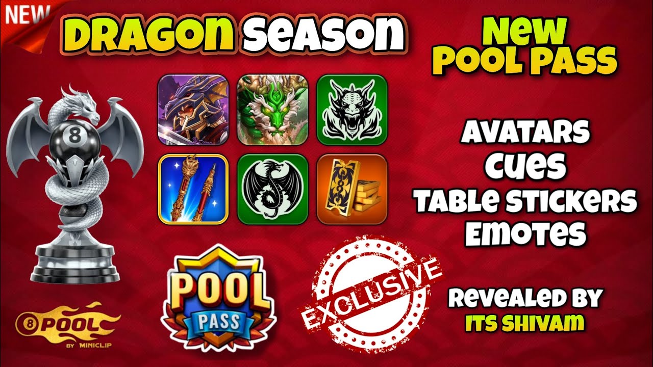 NEW POOL PASS IN 8 BALL POOL - DRAGON SEASON || EXCLUSIVE CONTENTS REVEALED BY ITS SHIVAM !!!