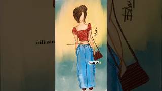 Glow up✨ #fashionillustration #denimsketch #polkadot #redtop #fashionsketch #procreateart #drawing