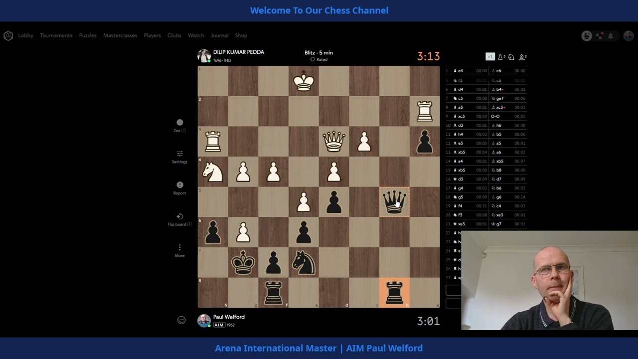 paulw7uk 1962 v 1696 dilip kumar pedda blitz chess fide arena