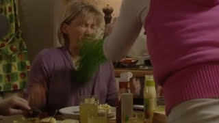 Eastenders - Whitney Dean Throws A Bowl Of Peas Over Carol Jackson 24Th January 2011