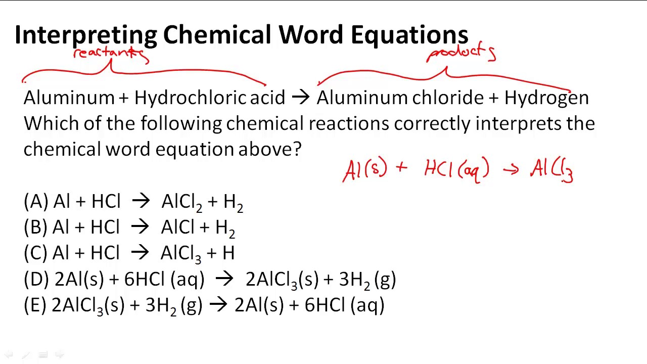 Interpreting Chemical Word Equations