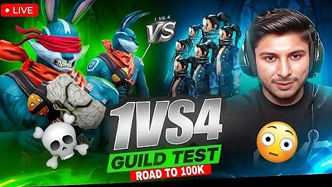 FF LIVE TOP 1 GUILD TEST 1 VS 4 | ROAD TO 100K ON LIVE | LIVE GUILD TESTING#fflive #girllive #ffgirl