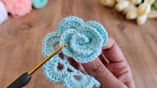 Amazing ? very easy crochet rose motif making // Muy fácil de hacer un motivo de rosas a crochet