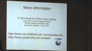 OWASP AppSec 2010: A Taint Mode for Python via a Library 2/2