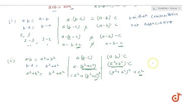 Let `*` be a binary operation on the set Q of rational numbers as follows: (i) `a*b=a-b` (ii) `a...