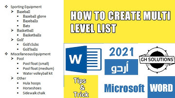 How to Create Multi level List in MS Word || 2021 in Urdu by GH Solutions