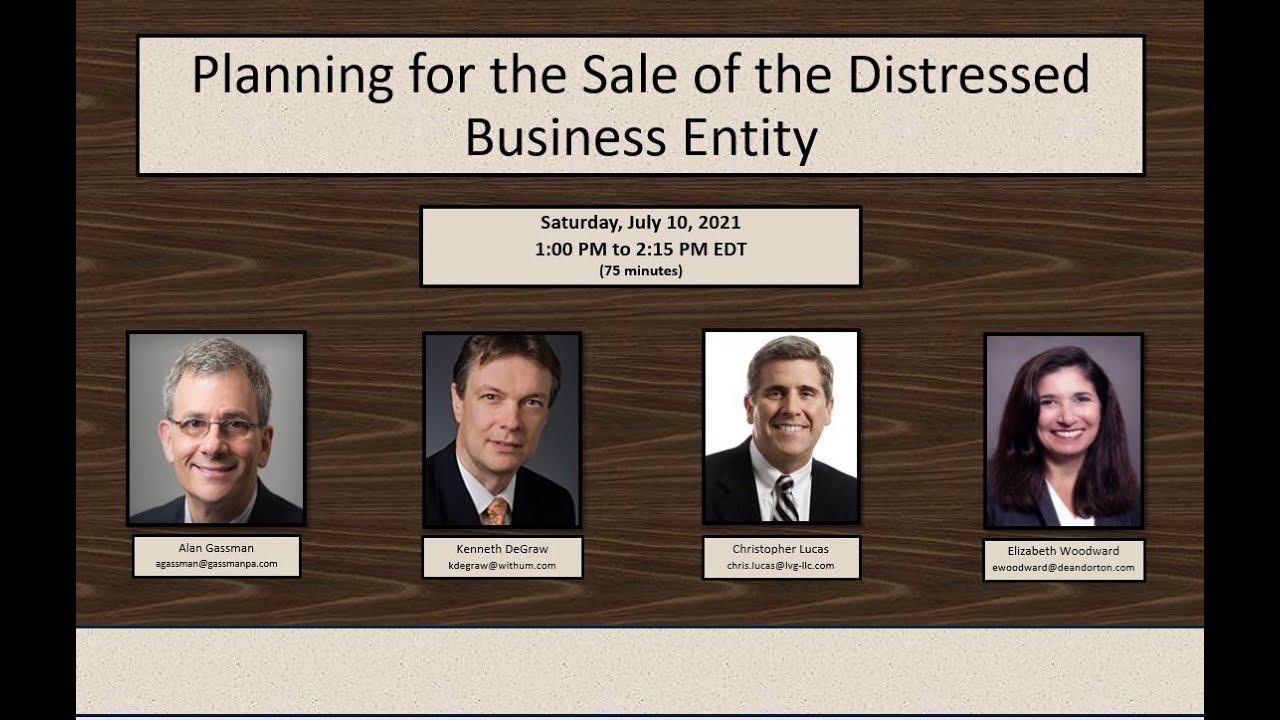 Planning for the Sale of the Distressed Business Entity - YouTube