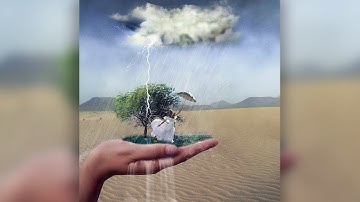 Surreal rain on the desert Manipulation Photoshop Tutorial 2017.