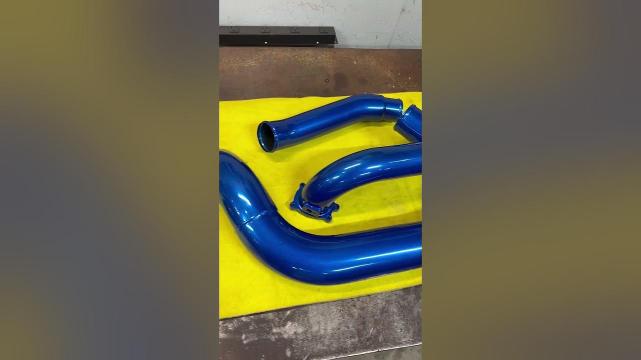 Booty blue powder coat on 2022 and 2017 6 7 powerstroke piping kit 