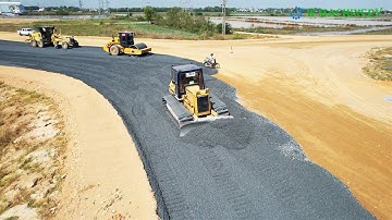 Komatsu Dozer Leveling Gravel Installing Foundation New Roads | Impressive Dozer Trimming Skills