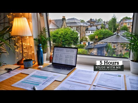 5 HOUR STUDY WITH ME | Background noise, 10-min Break, No music, Study with Merve 4K
