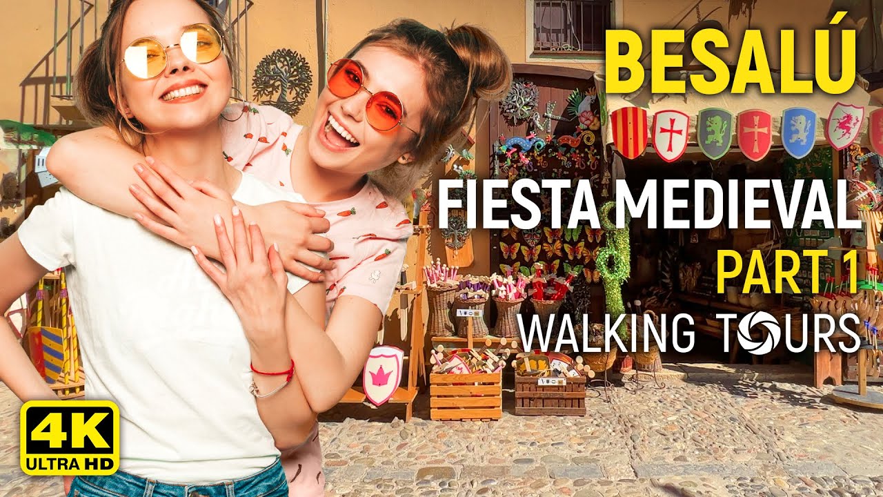 4K Besalú (Catalonia, Spain) Fiesta Medieval Walking Tour • Part 1 • August 2022