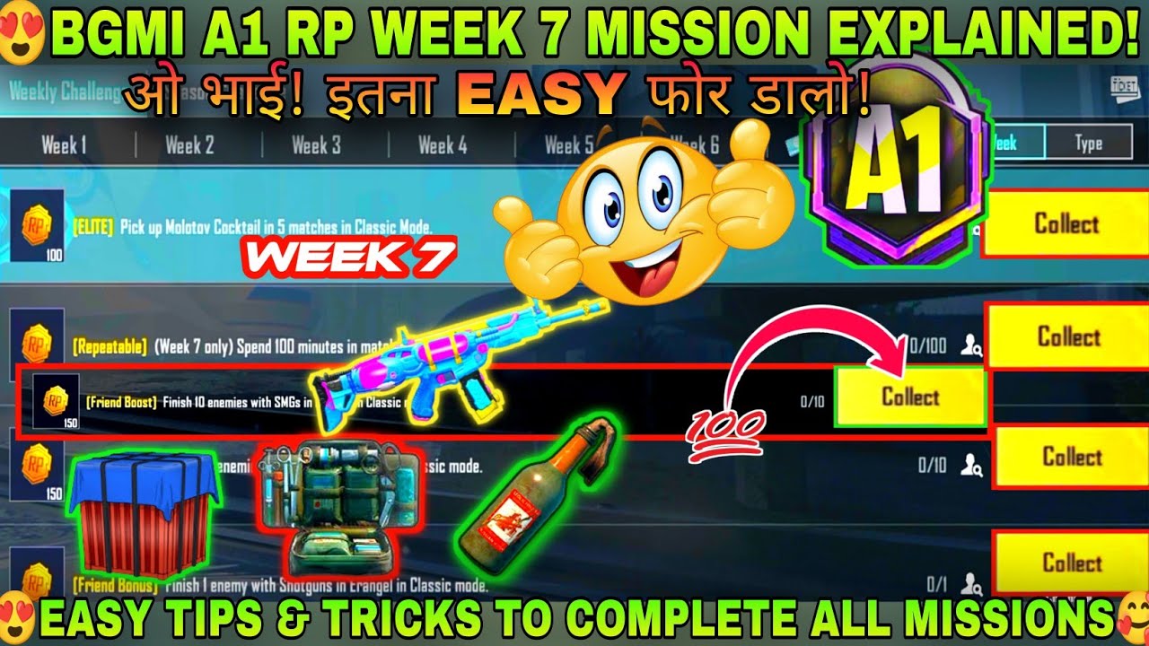 😍A1 ROYAL PASS WEEK 7 EXPLAINED IN HINDI🥰BGMI MISSION EXPLAINED|A1 WEEK 7 MISSION|TIPS & TRICK BGMI