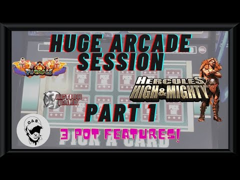 Huge Arcade Session - PART 1 - 3 Pot Features, Big Features, Jackpots And Gambles